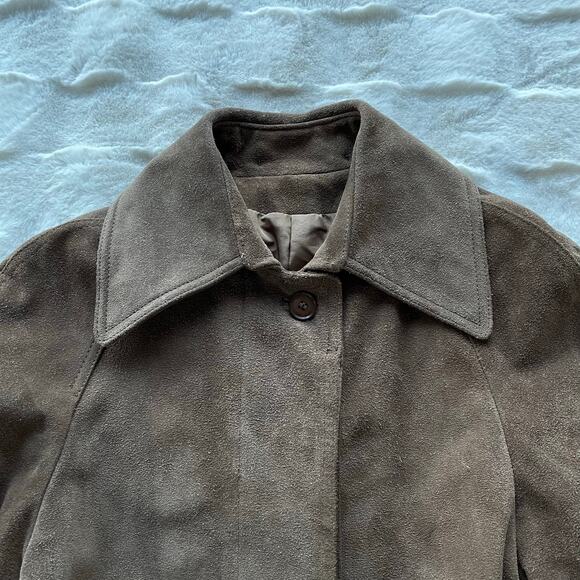 🔥Vintage ILGWU USA Made Brown Suede Leather Distressed Duster Jacket Coat XS-S - Picture 8 of 15